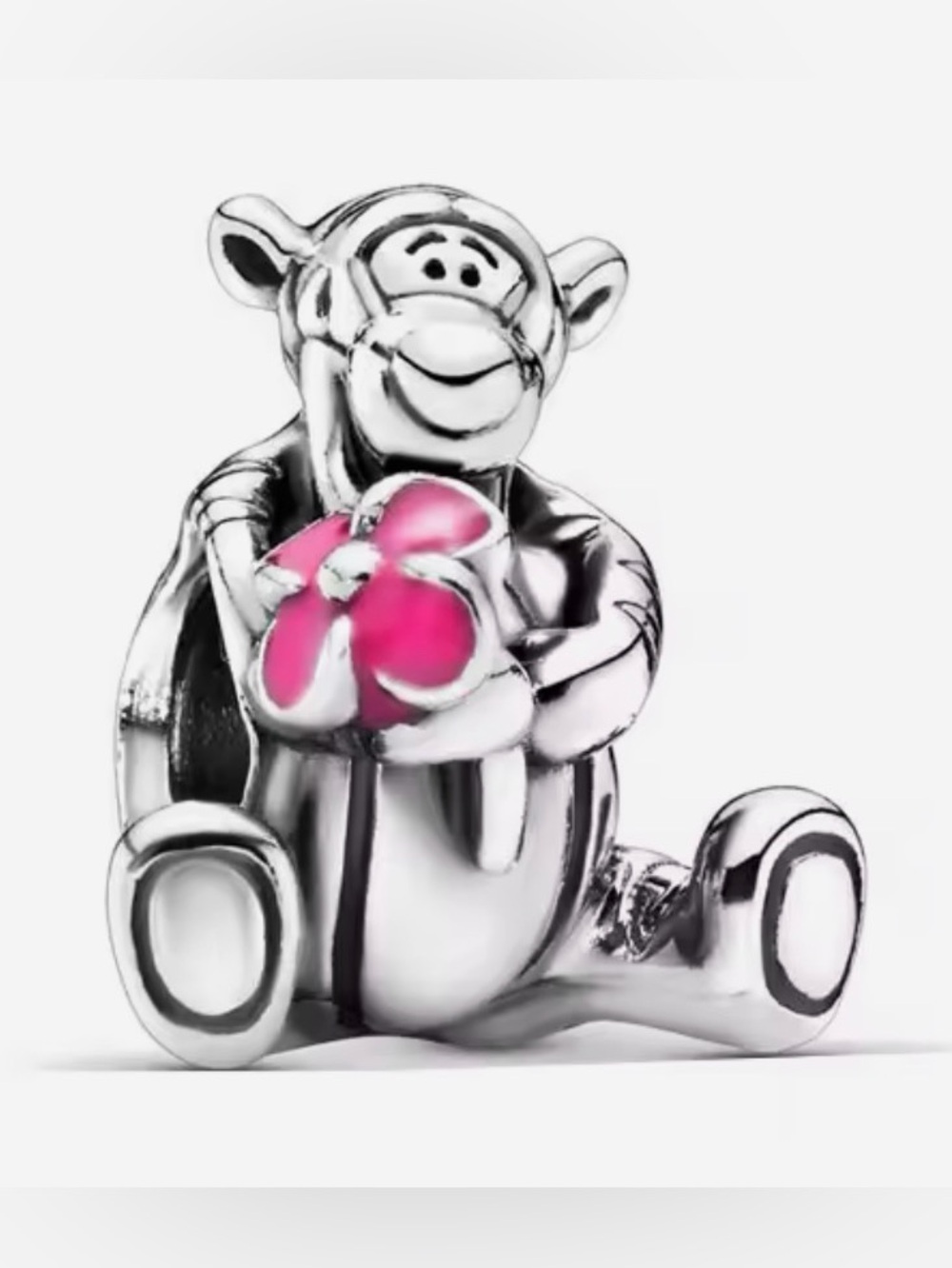 Silver & Pink Tigger Flower Disney Charm